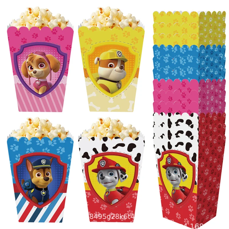 12PCS Paw Patrol Chase Popcorn Box Party Favor Treat Box for Christmas Birthday Party Decorations Baby Shower Supplies for Boys