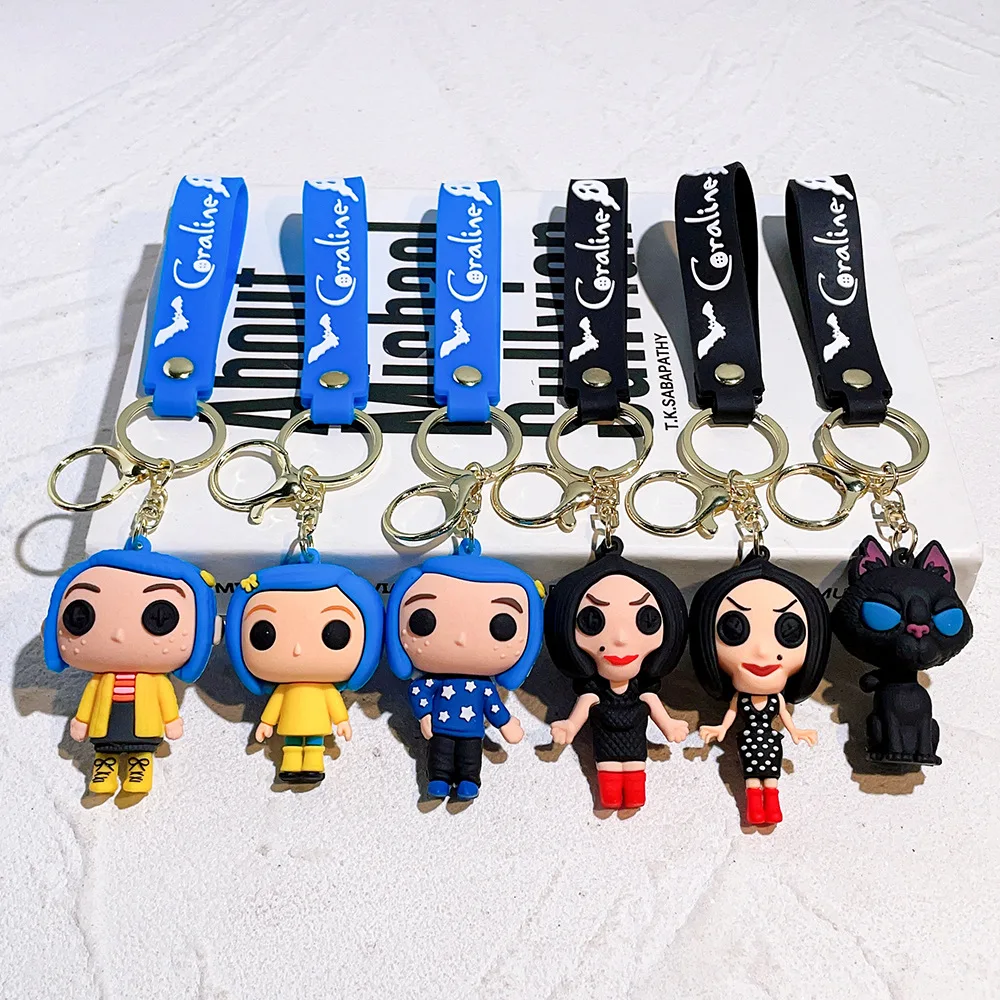 Classic Movie Coraline & the Secret Door Doll Keychain Coraline Model Pendant Key Chain Toy for Car Bag Ornament Charm Keyholder