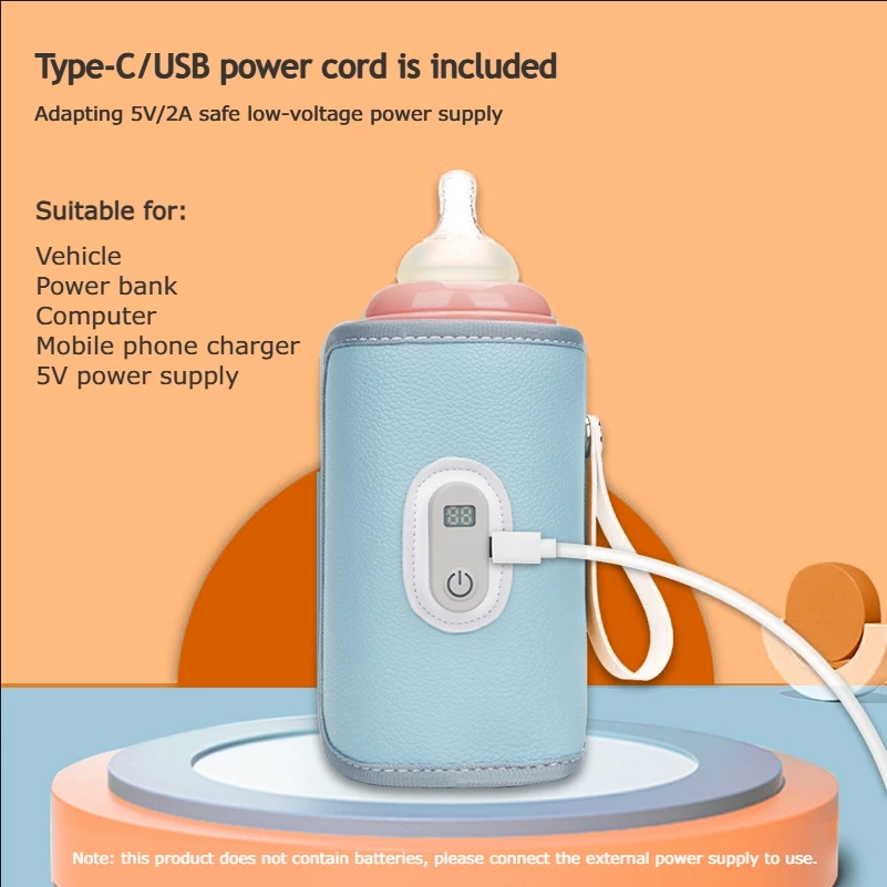 USB Digital Universal Baby Milk Warmer Portable Nursing Bottle Heater Temperature Adjustable Newborn Items For Travel Outdoor