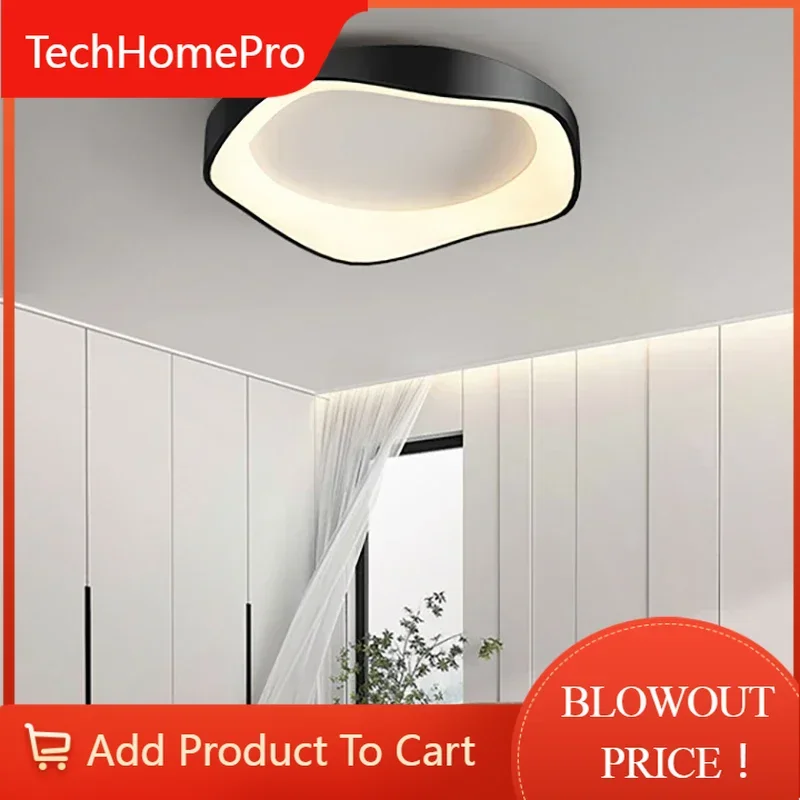 TechHPCeiling Light Modern LED Minimalist Black White Gray Flower Shaped Lamps For Living Room Dining