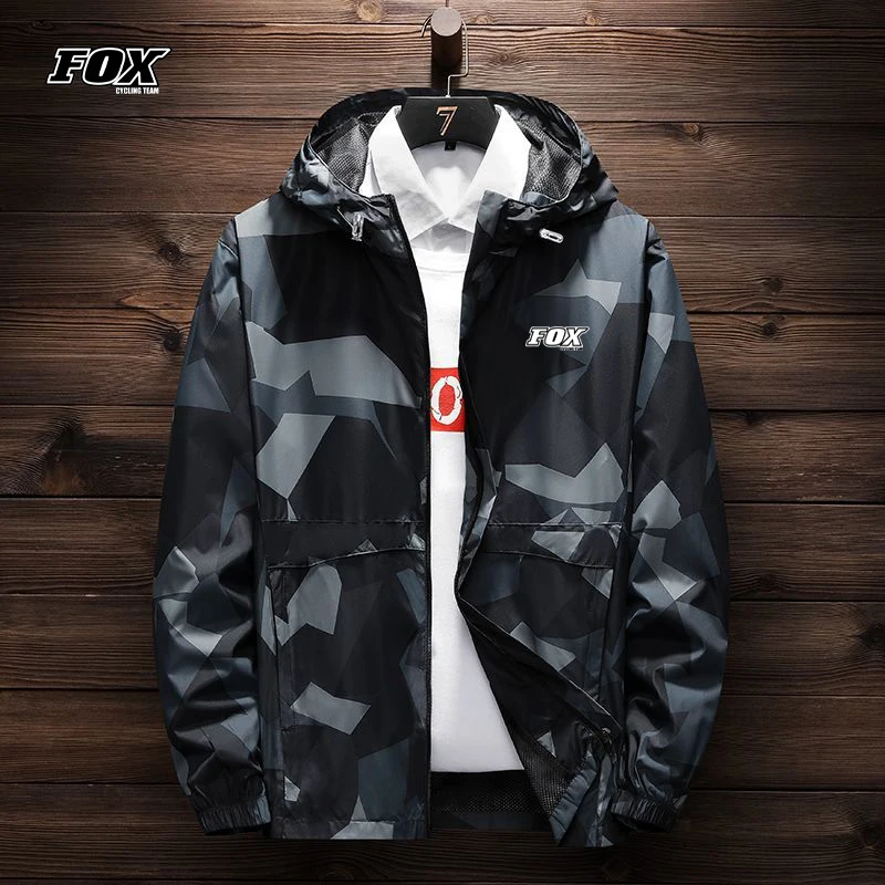 

FOX Cycling Team Summer Riding MTB Jacket Windproof Breathable Men Bike Downhill Clothing Road Bicycle Motorcycle Windbreaker