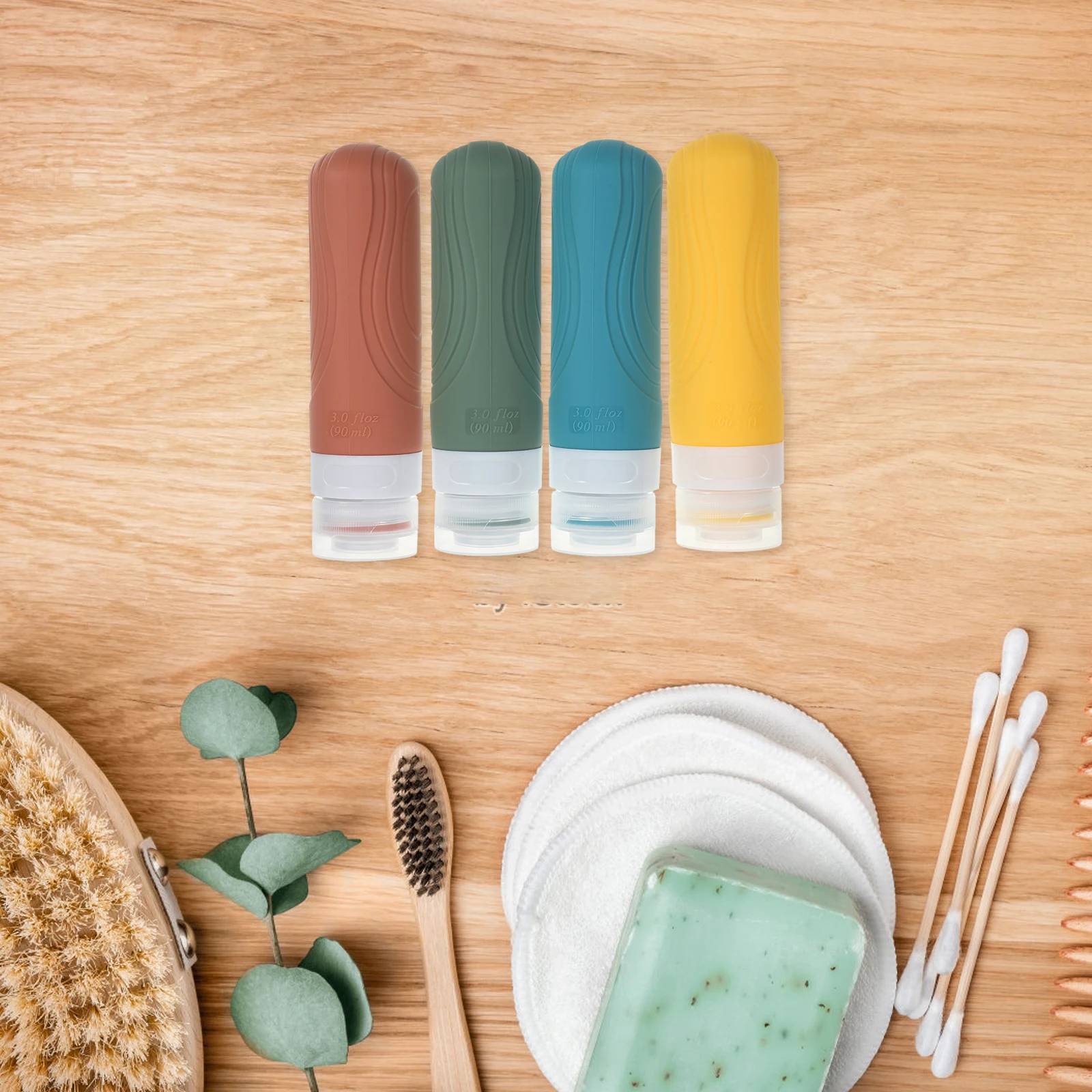 

4pcs Set Empty Shampoo And Conditioner 90ml Silicone Bottles Reusable Squeeze Bottles Leakproof Shampoo Conditioner Storage