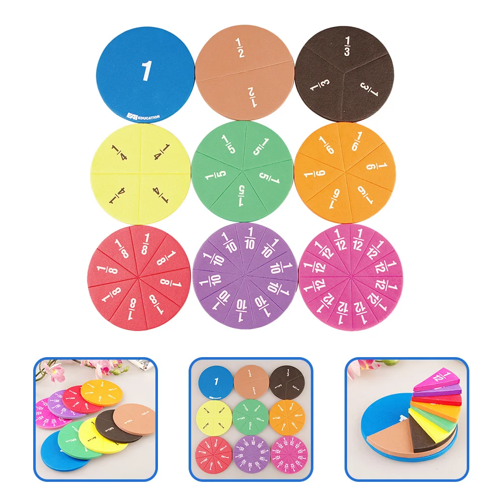 2Sets Math Fraction Circles Eva Material Antiscratch Lightweight Number Trays Cognitive Learning Tools School Home