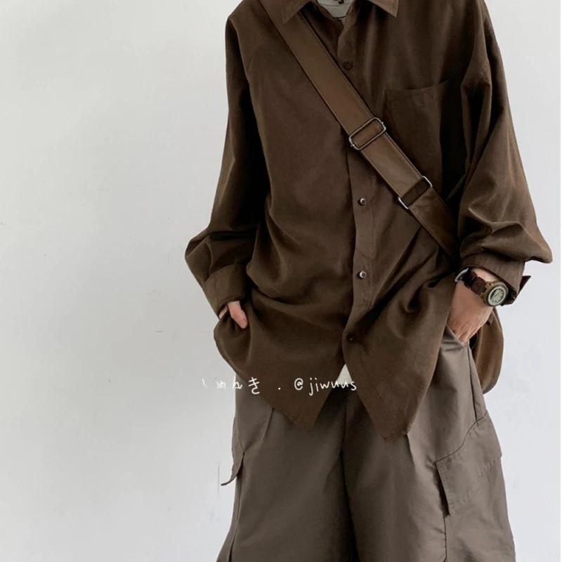 

Basic Niche Long-sleeved Shirts for Men and Women Casual Loose Retro Shirts and Jackets