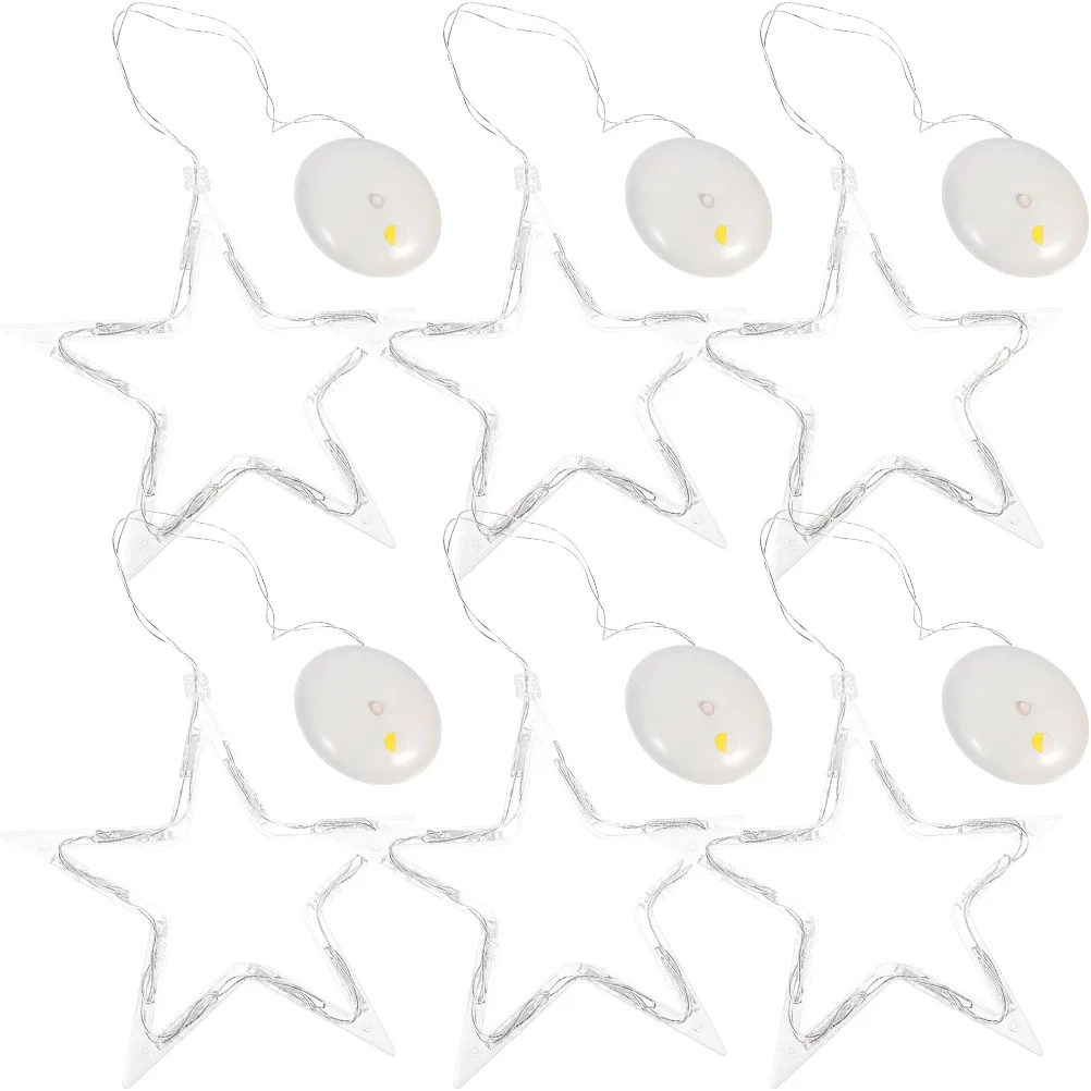 6 قطعة كوب شفط معلق أضواء النجوم نافذة الديكور أضواء عيد الميلاد داخلي حفلة عيد ميلاد الزفاف خلفية ملونة #5