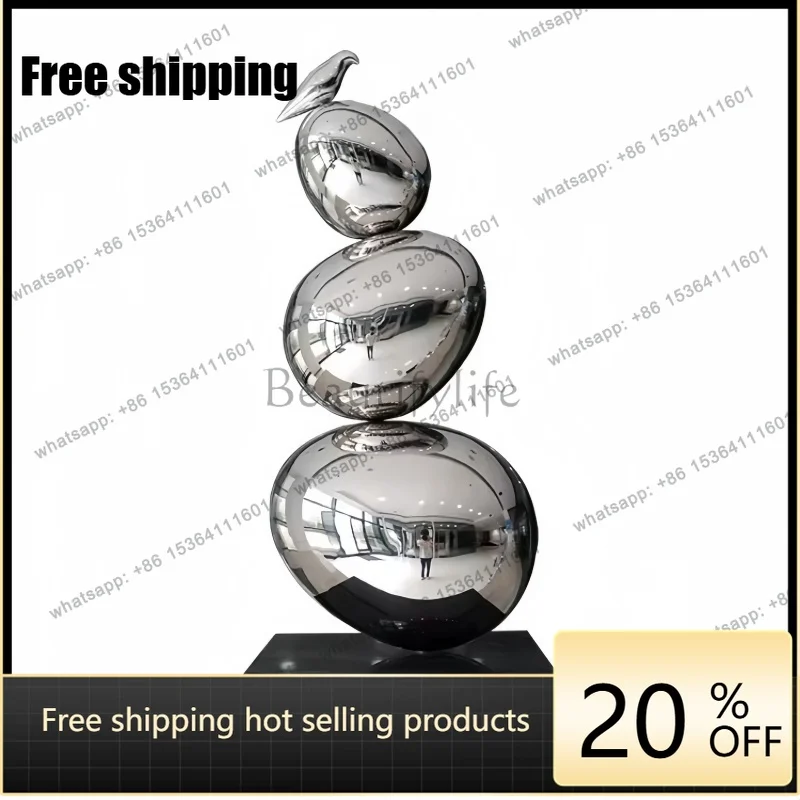Stainless steel office Front desk Hotel Lobby Living room Conference Hall Corridor desktop Egg shape sculpture art decoration