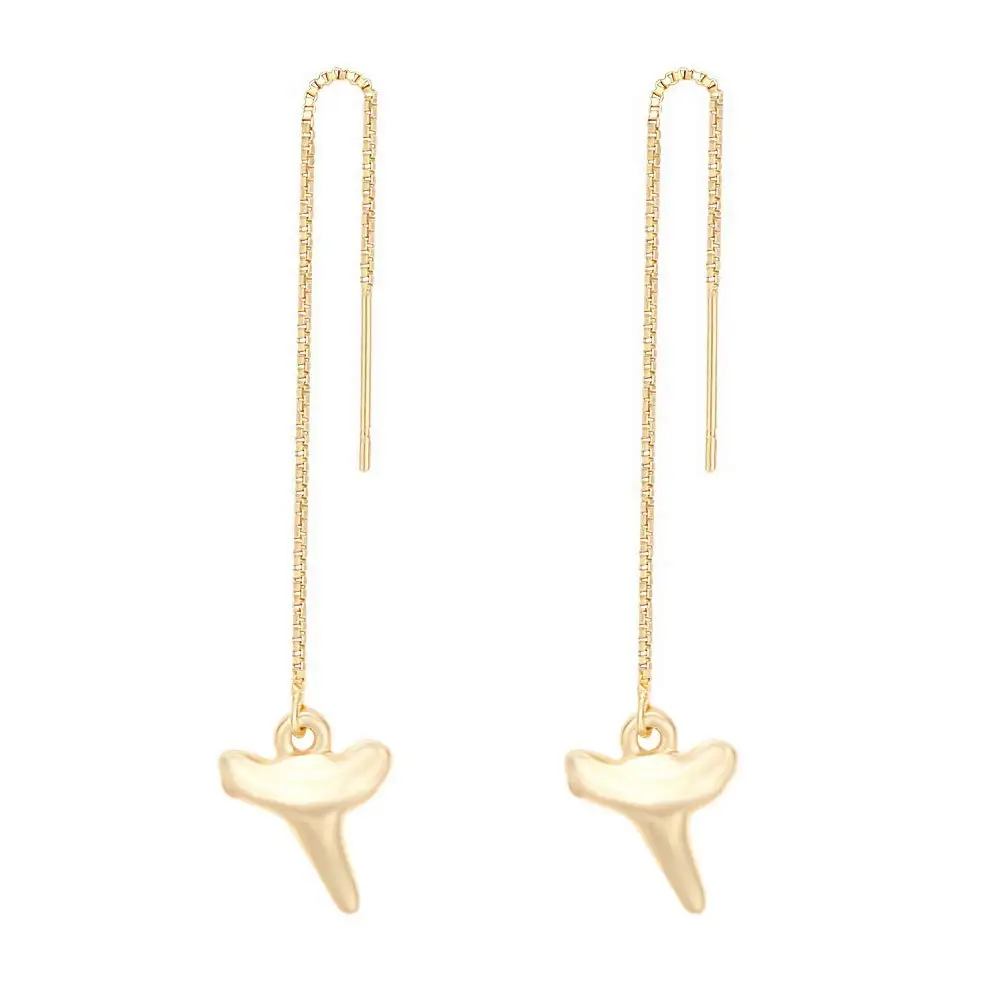 Shark Tooth Dangle Threader Earrings Jewelry