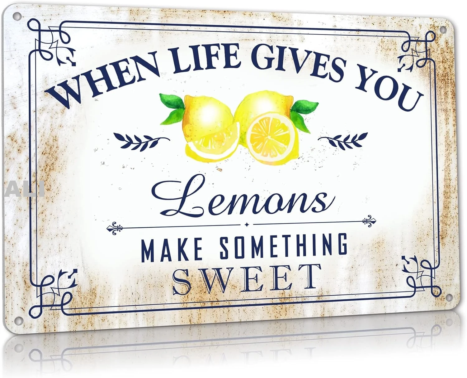 Metal Decor Sign - Life Gives You Lemons, 12x8 Inches, Vintage Farmhouse Style, Industrial Grade Aluminum, Wall Art for Kit sign