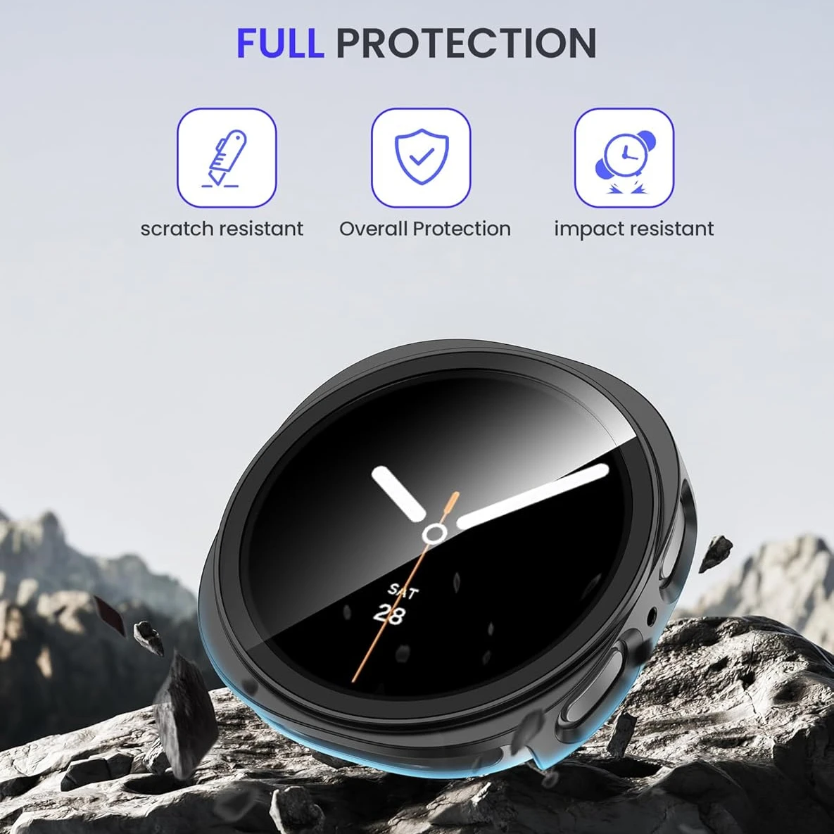 Glass+watch case for Samsung Watch 8 40/44mm accessories, scratch-resistant and shockproof all-around protective case. image 3