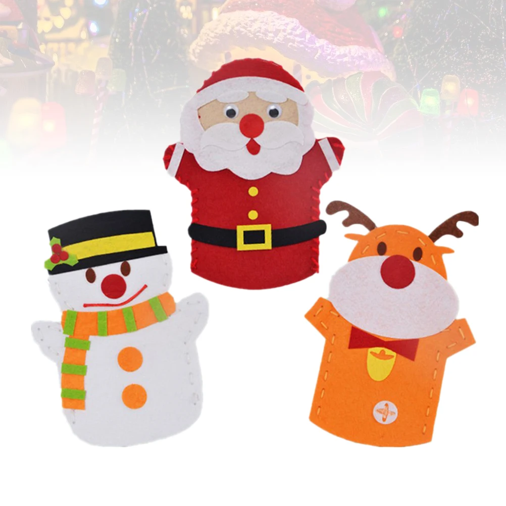 

3 Pcs Fabric Hand Puppet Handwork Material s DIY Accessories Christmas Artwork