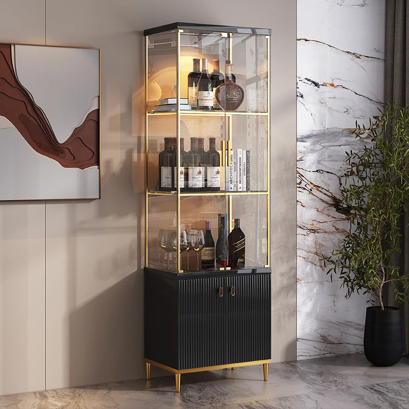 Light Luxury Wine Cabinet Display Cabinet Modern Simple Tempered Glass Hand-made Wall Integrated Dining Side Cabinet