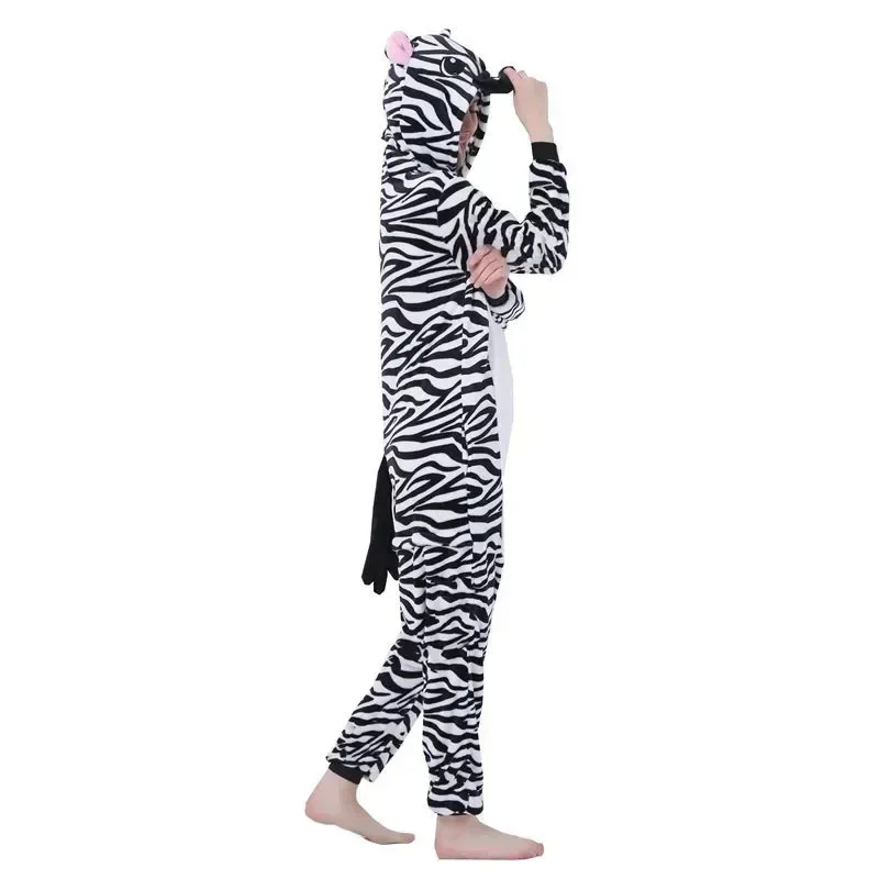 Men Women Onesies Pajamas Cartoon Zebra Pyjamas Adults Animal Kigurumi Halloween Costumes Sleepwear Plush Overalls Jumpsuit