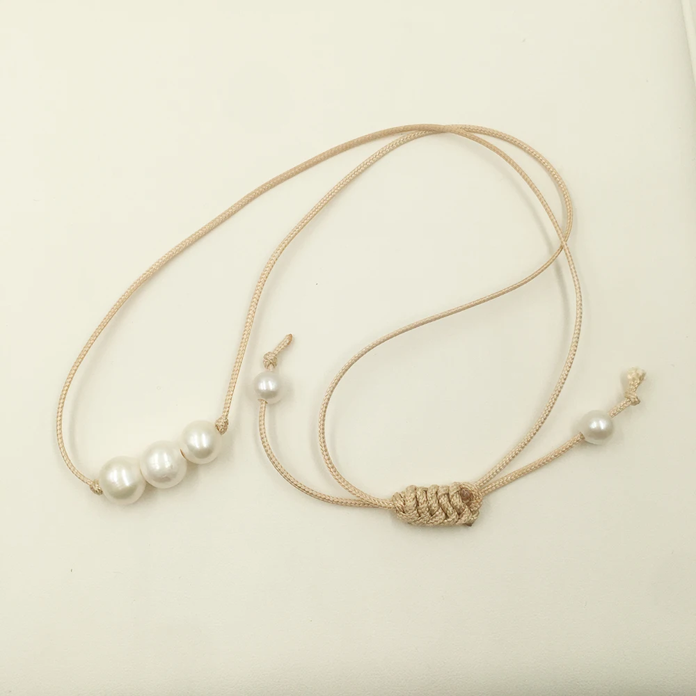 Real natural FRESHWATER pearl choker necklace 100% nature freshwate,adjustable knotted 9-10 MM Potato pearl -65 CM