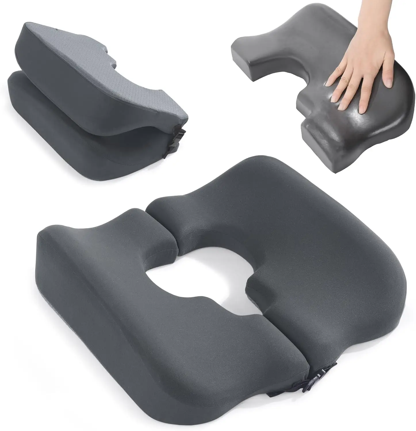 

Memory Foam Bed Sore Cushion for Butt with T-Shaped Opening, Pressure Relief Pillow for Sleeping and Sitting, Tailbone Support