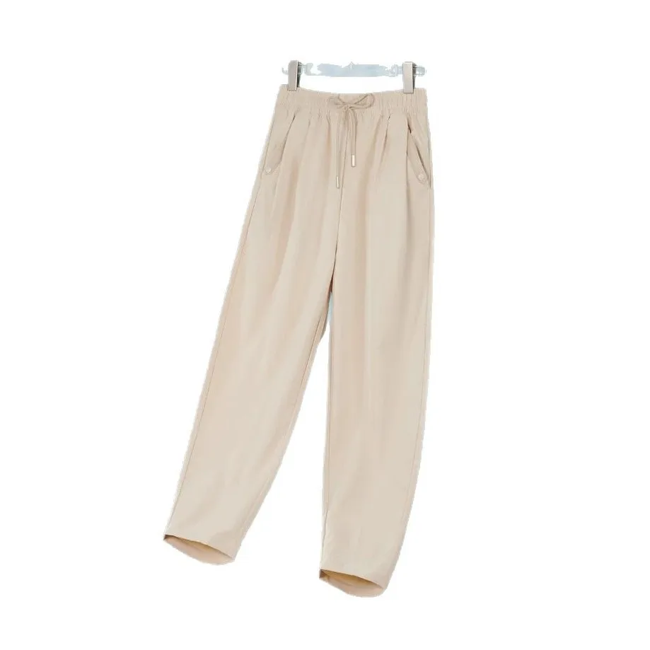 ミントワン クールパンツ ゴムウエスト ロープデザイン レディース 速乾 ロングパンツ 夏の新作 カジュアルパンツ ポケット付き