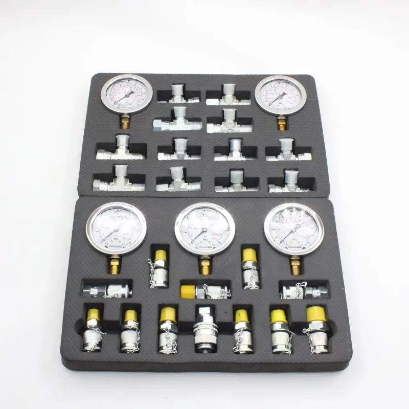 Hydraulic Pressure Test Kit with 5 Gauges 5 Test Hoses 13 Couplings and 14 Tee Connectors Pressure Gauge Kit Test Kit