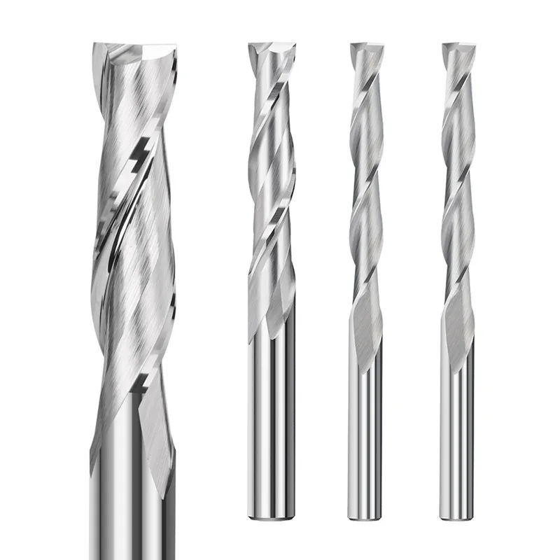 10pcs 2 Flute Flat Up Cut End Mill 3.175mm（1/8） Shank，Carbide CNC Router Engraving Bit  Spiral Router Bit for Wood