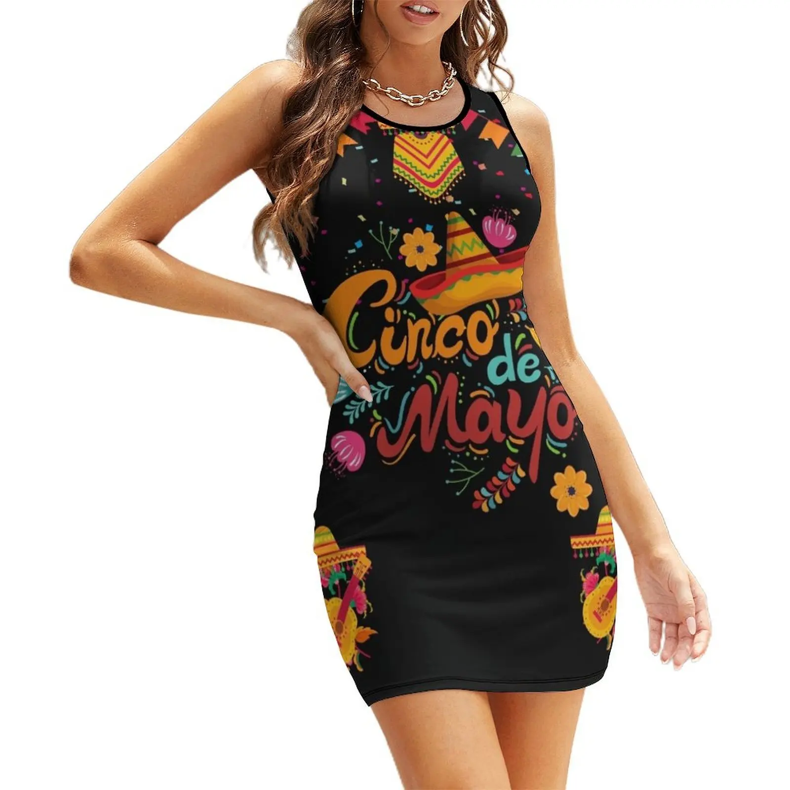 

Fiesta Squad Cinco De Mayo Sleeveless Sundress dress summer 2025 women Woman's evening dress dresses summer