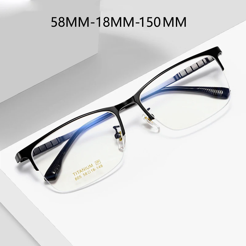 

Half Frame Glasses Ultra Light Pure Titanium Eyewear Fashion Business Luxury Optical Prescription Frames Large Size Eyeglass