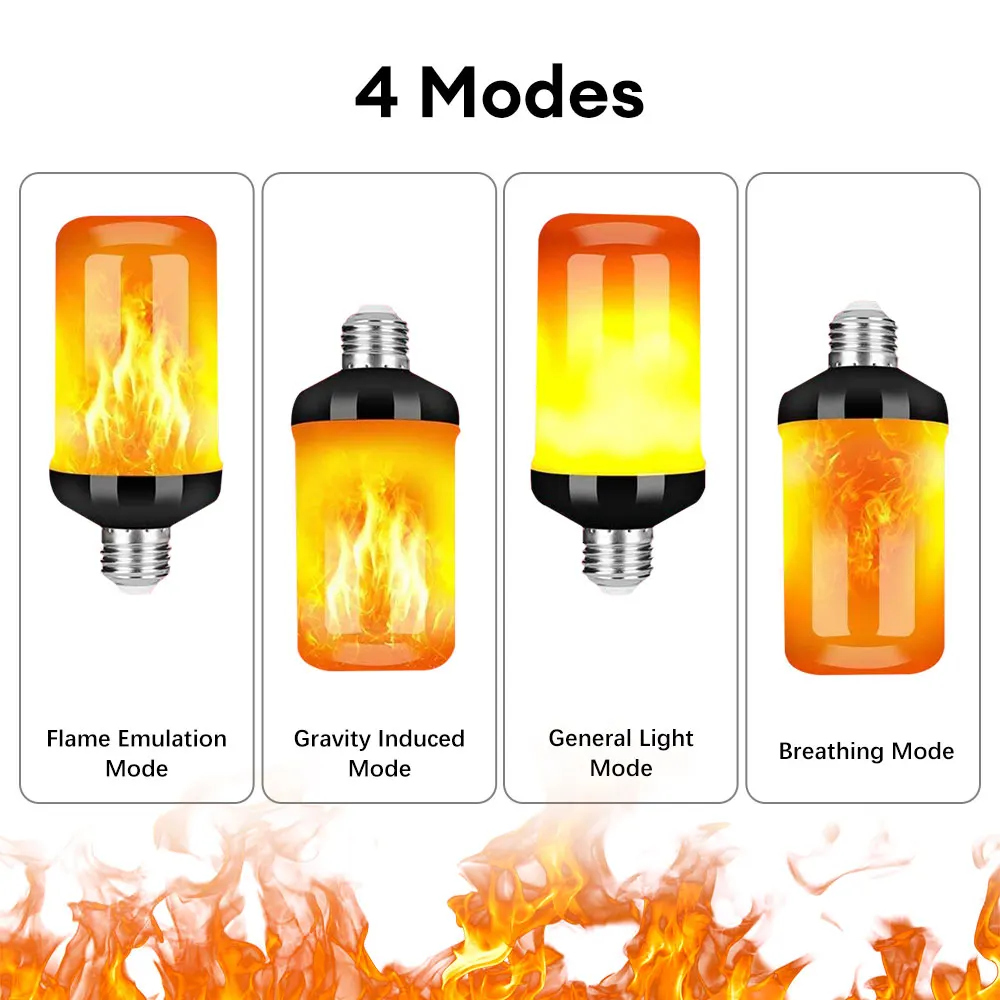 E27 LED Dynamic Flame Effect Light 12W Bulb 4Mode Flicker Creative Corn Lamp Decorative Light For Bar Hotel Restaurant Home Part