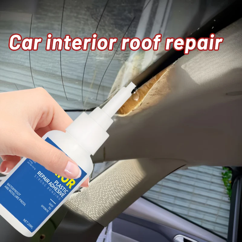 Professional Car Roof Repair Glue - Strong Adhesive, Quick-Drying, Waterproof and Heat-Resistant, Car Interior Renovation Tool, No-Disassembly Repair for Roof Cloth Detachment, Sealing Strip Fixation, Suitable for Car Doors, Windows, Roof, Universal for Metal, Plastic, Rubber Materials, Long-Lasting DIY Tool
