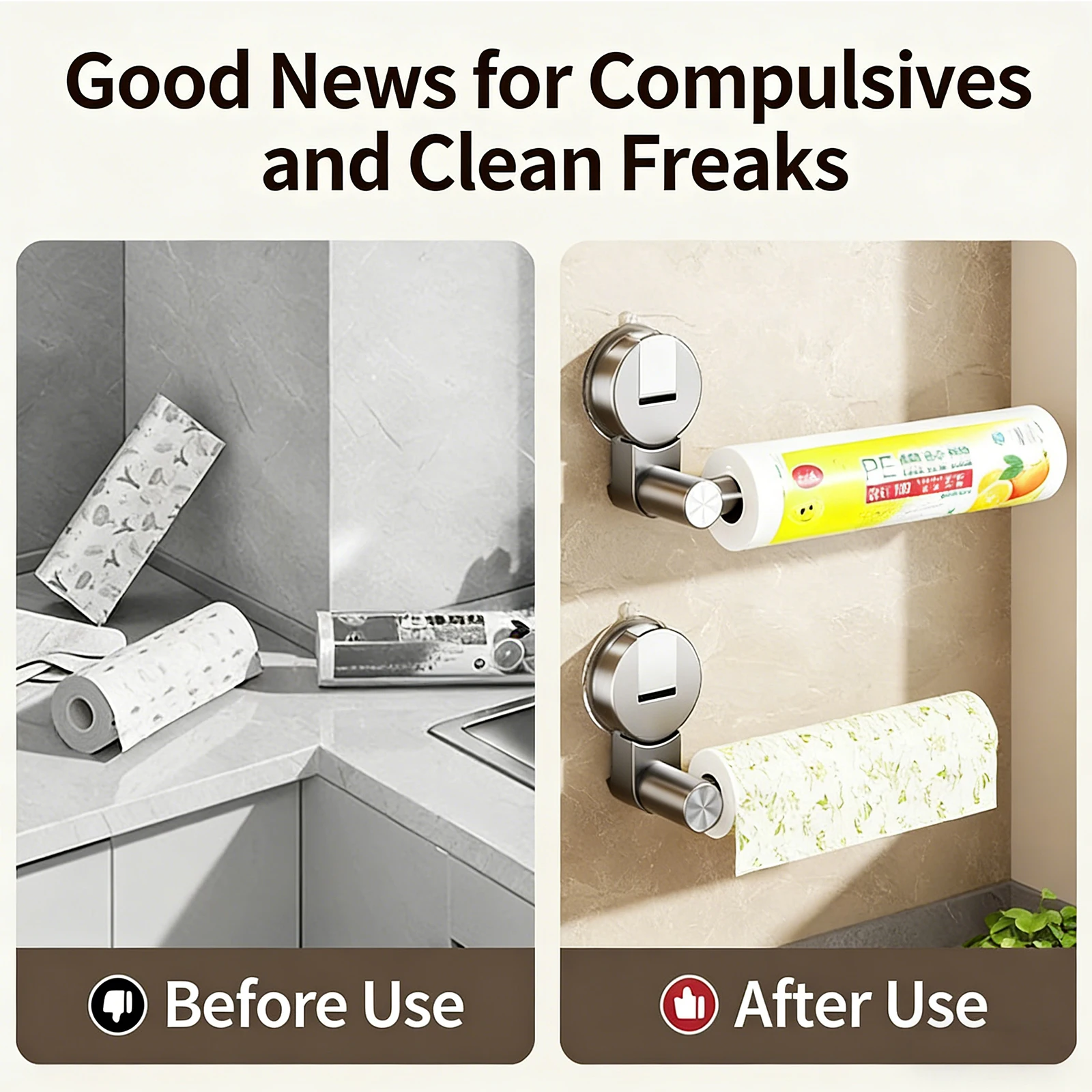 Suction Cup Tissue Hanger Kitchen Paper Towel Holder Toilet Roll Paper Dispenser Cabinet Storage Napkin Rack Bathroom Accessory view 5