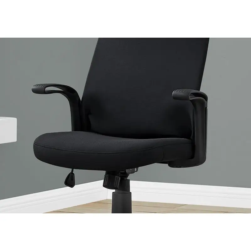Ergonomic Adjustable Height Office Chair with Swivel Armrests - Modern Black Mesh and Metal Design for Computer Desk and