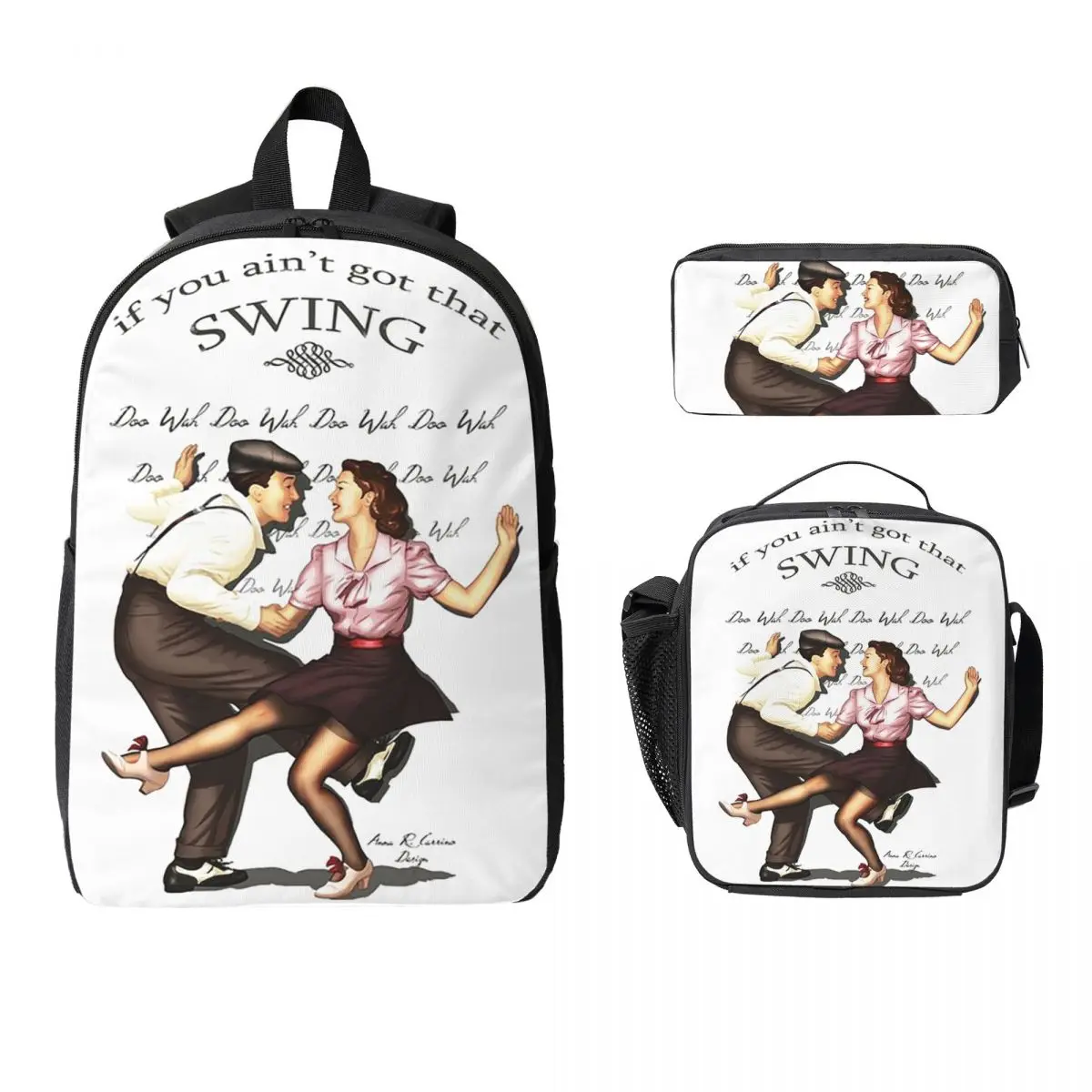 

Lindy Hop Backpack Student Boys Girls BookBag School Bag Laptop Shoulder Bags 3ps Insulated Lunch Bag Pencil Case