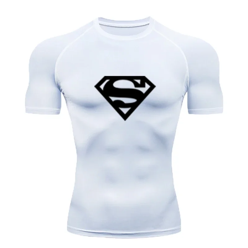 Men Gym T Shirt Print Short Sleeve T Shits Summer Boys Compression Gym Running Fashion Fitness Quick Dry Jogging Trained Jerseys