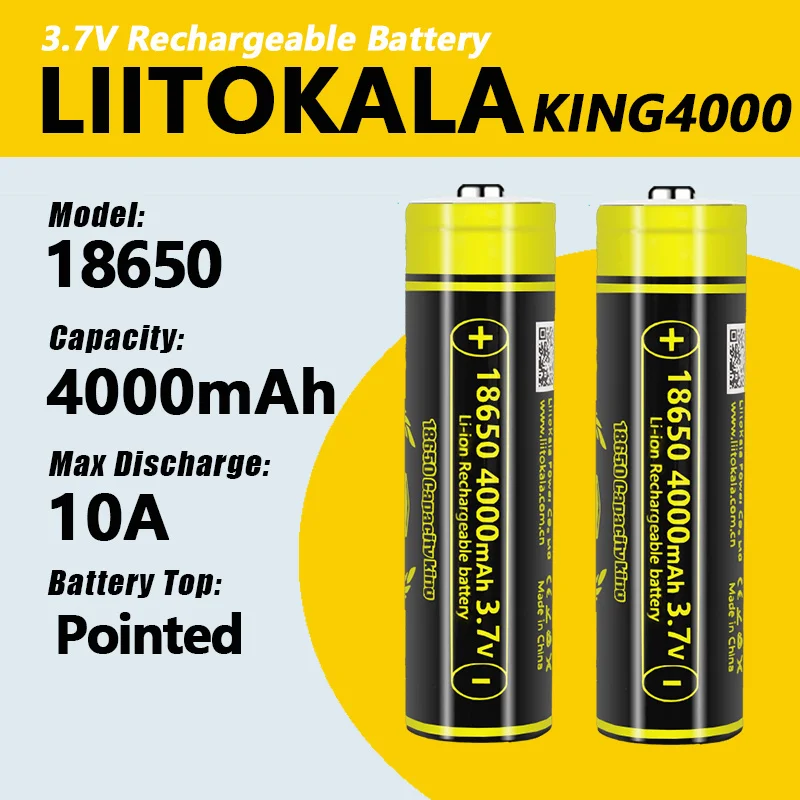 1-40 قطعة LiitoKala King4000-JT + صندوق 3.7 فولت 18650 4000 مللي أمبير 12A تفريغ بطاريات قابلة للشحن لبطاريات المصباح