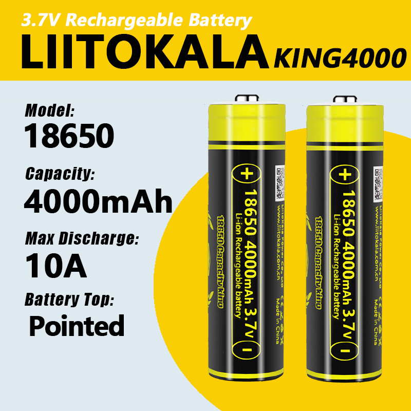  1-40pcs LiitoKala King4000-JT 3.7V 18650 4000mAh 12A Discharging Rechargeable Batteries For Flashlight batteries 