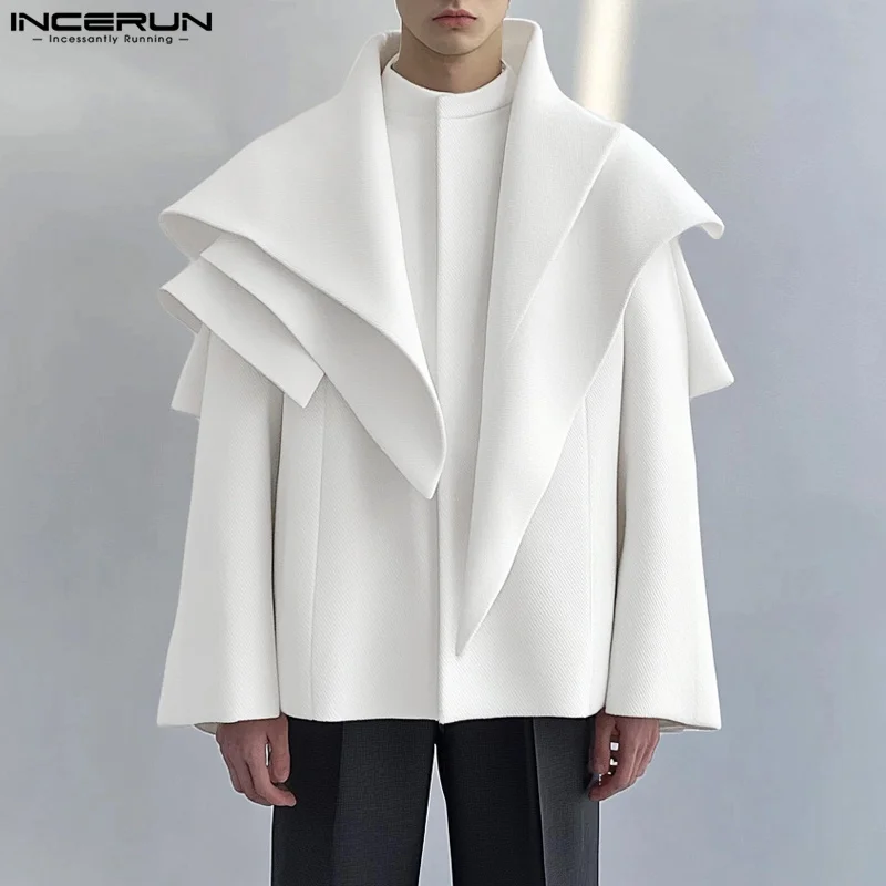 Stylish Casual Style Tops INCERUN 2025 New Men Multi-layer Design Trench Handsome Male Loose All-match Long Sleeved Cape Cloaks