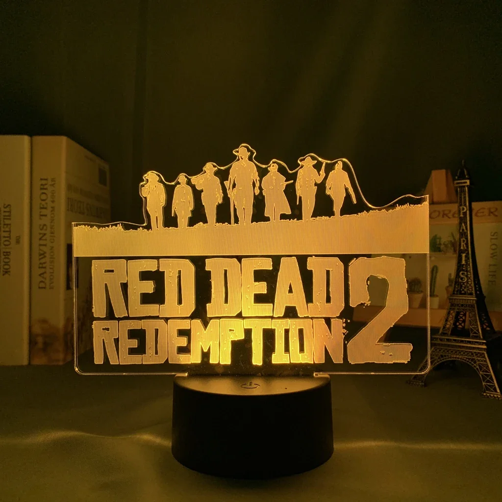 Led Night Light Red Dead Redemption 2 For Child Bedroom Decor Lighting Kid Birthday Gift Home Decoration Battery Powered 3d Lamp