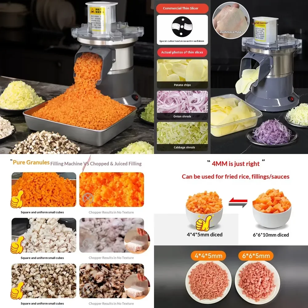 Mond.uk 200kg/h Commercial Electric Vegetable Dicer-Professional 4mm Small Granule Cutter for Dumpling Filling & Scallion