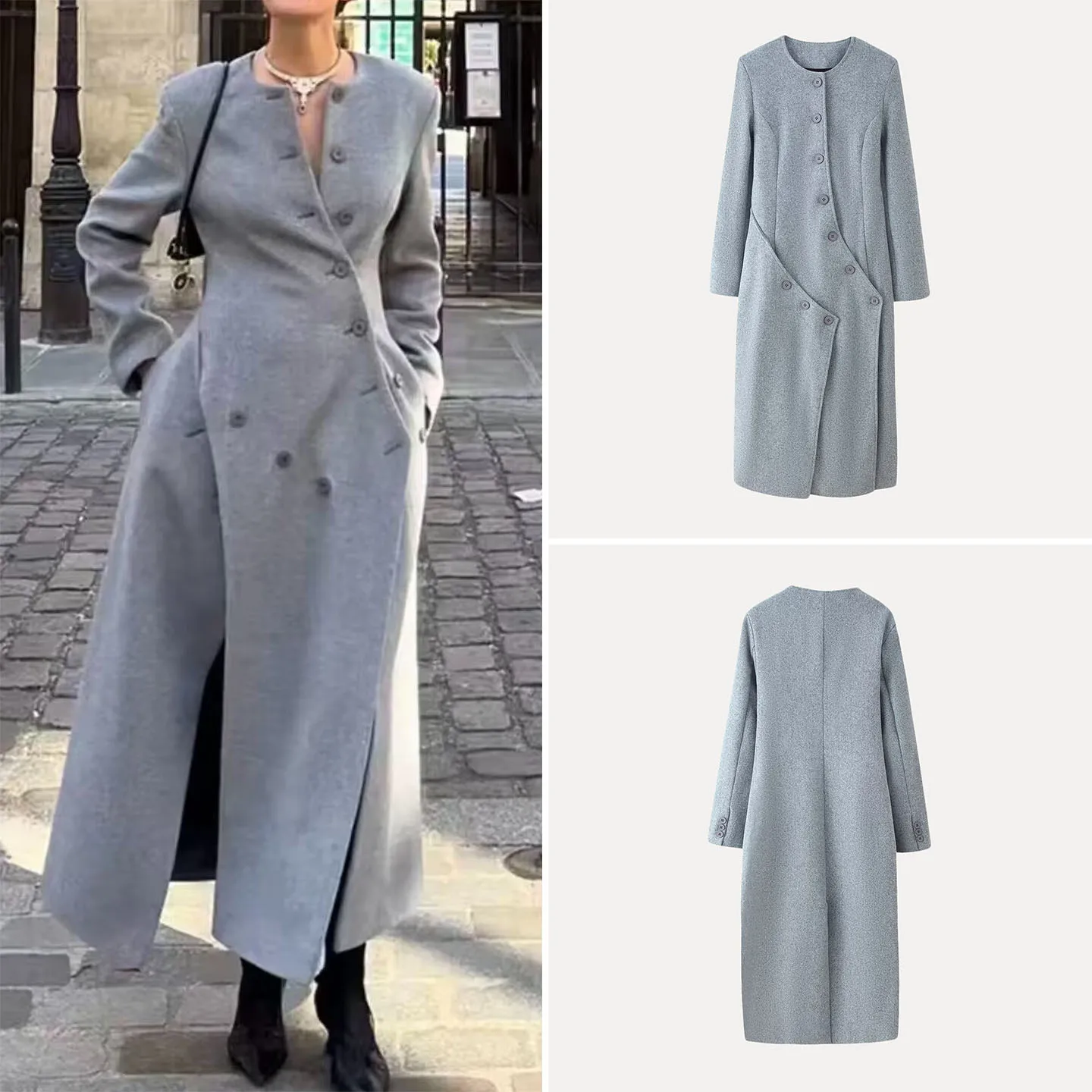 

Faionable Long Splicing Coat Multi-Button Versatile Ele Winter 2025 New Women's Clothing European Sle Daily Wear