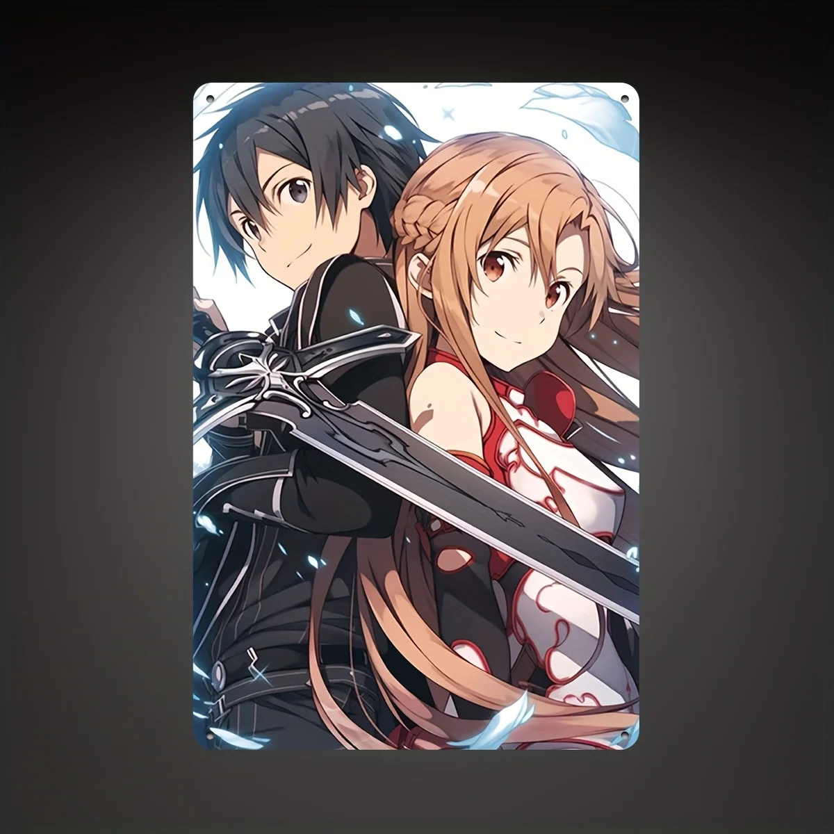 Letrero metálico decorativo de pared con diseño de anime SAO - Obra de arte vibrante y ecléctica, placa metálica duradera para el hogar, la oficina, la sala de juegos, cafeterías y restaurantes