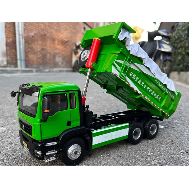 Diecast 1: 24 Scale China National Heavy Duty Truck Shandeka G7 Environmental Sanitation Transport Car Alloy Tipper Truck Model