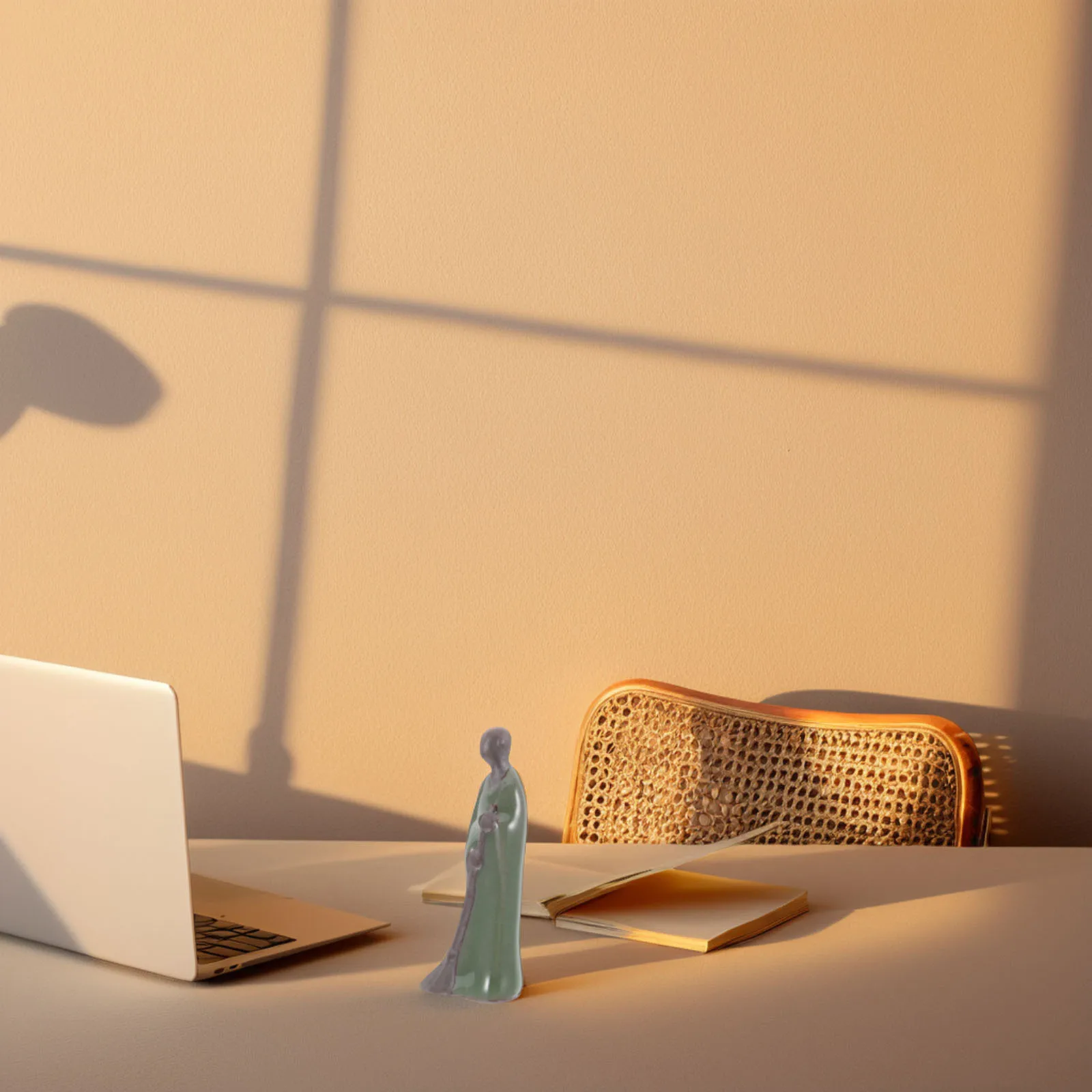 

Small Porcelain Monk Statue for Plant Bonsai Decoration Chinese Style Desktop Zen Garden Centerpiece Calming Home Office Decor