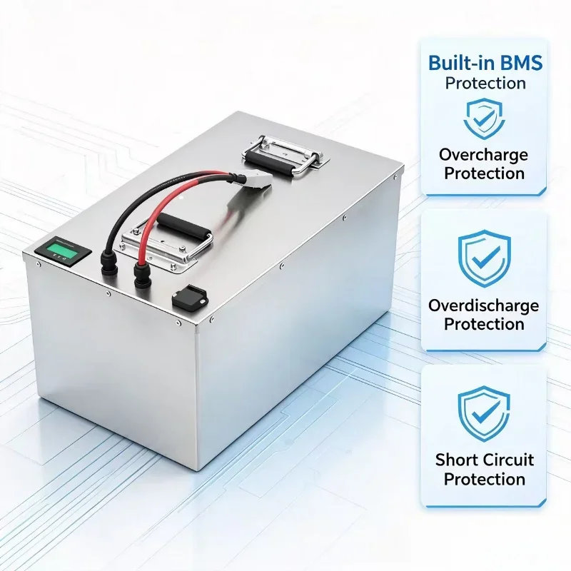 72V 50Ah LiFePO4 Deep Cycle Battery Pack, Built-in Bluetooth BMS with APP Monitoring, Lithium Iron Phosphate Battery for Electri