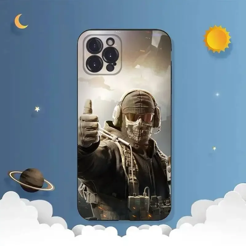 C-COD Call Of D-Duty Ghost Phone Case For iPhone,11,12,Mini,13,14,15,PRO,XS,MAX,X,XR,6,7,8,Plus Black Shell