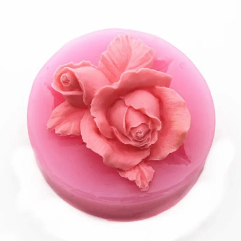 Rose flower silicone fondant soap cake mold, cupcake jelly candy chocolate decoration, baking tool, 3D mold, 2