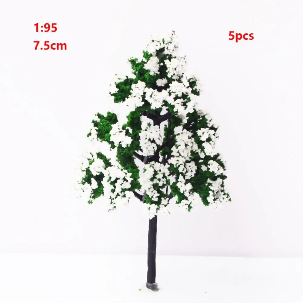 5pcs New Plastic Mini Snow Pine Model Trees Green 4 Sizes Scenery Trees Winter Snow Scene Tree