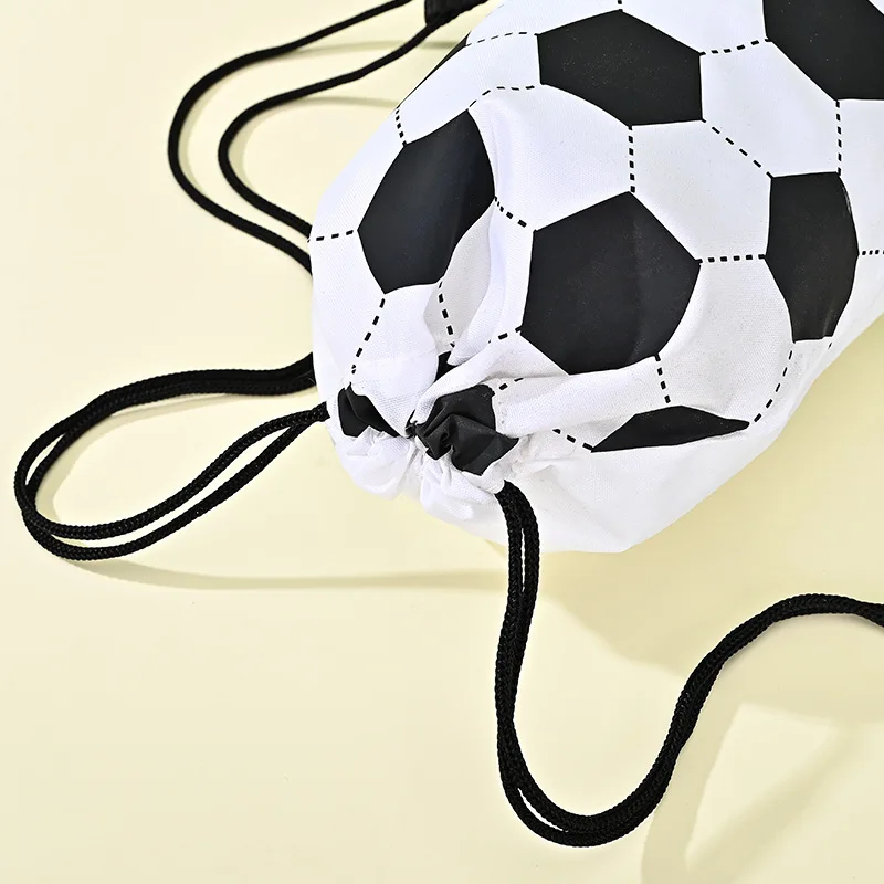  10PCS Black White Small Sport Drawstring Soccer Bags Gift Bag Football Sport Themed Birthday Party Decoration Supplies ﻿Gift