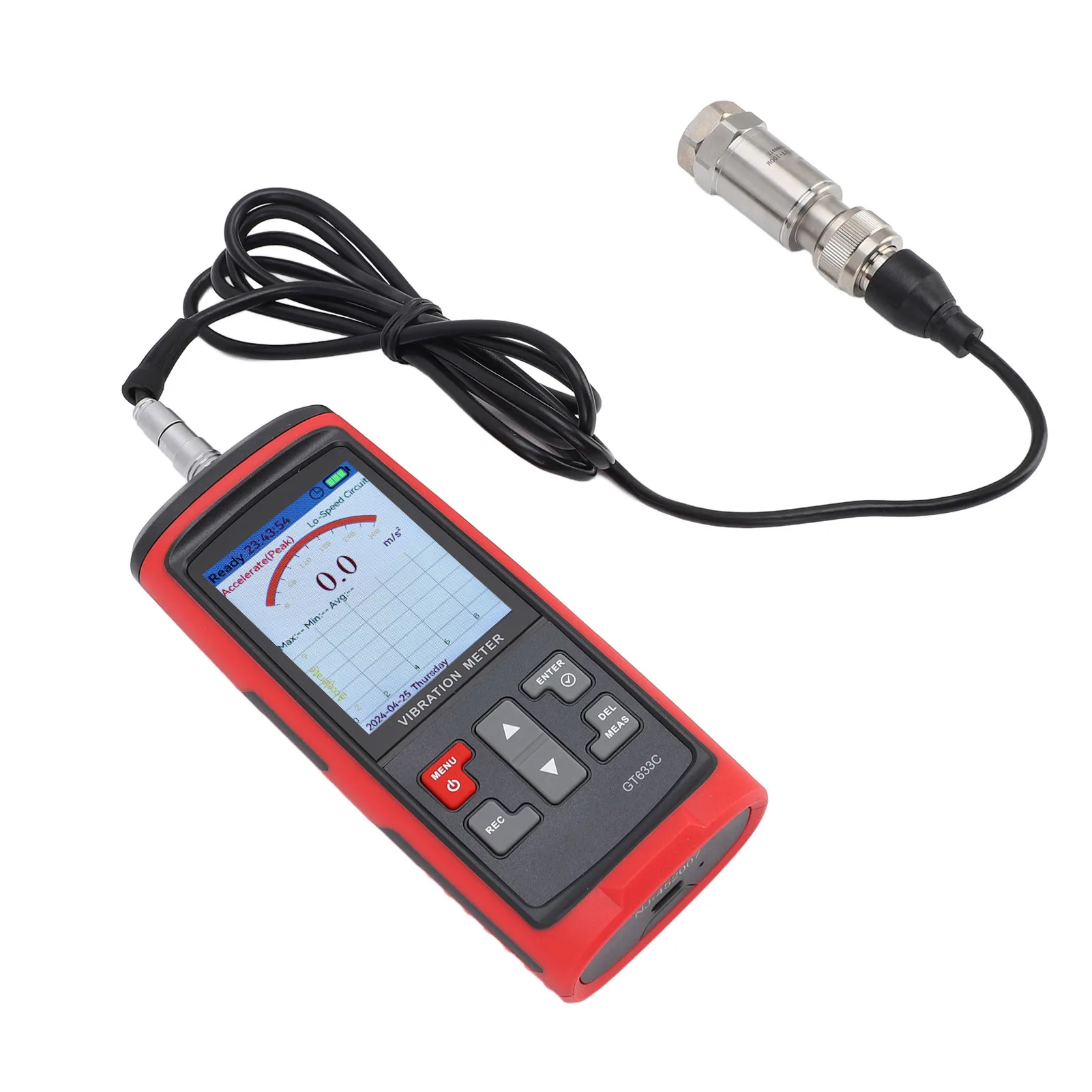 GT633C compteur de vibrations couleur LCD analyseur de vibrations numérique vitesse d'accélération Distance fréquence température Mode de test