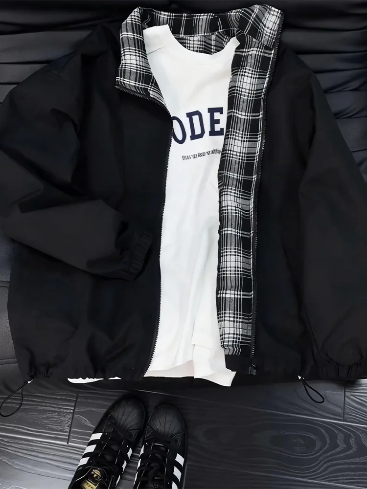 

Bla American Plaid Splicing Jaet Boys Autumn Winter Design Collar Cotton Inter Baseball Sle Youth Sensation Coat