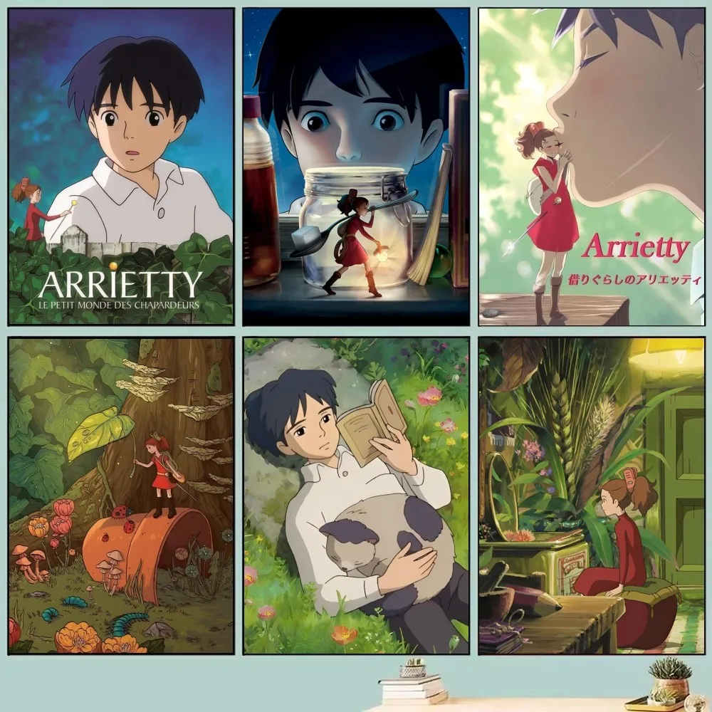1 قطعة أنيمي B-Borrowers Arrietty المشارك ذاتية اللصق الفن ورق مقاوم للماء ملصق مقهى بار غرفة جدار ديكور