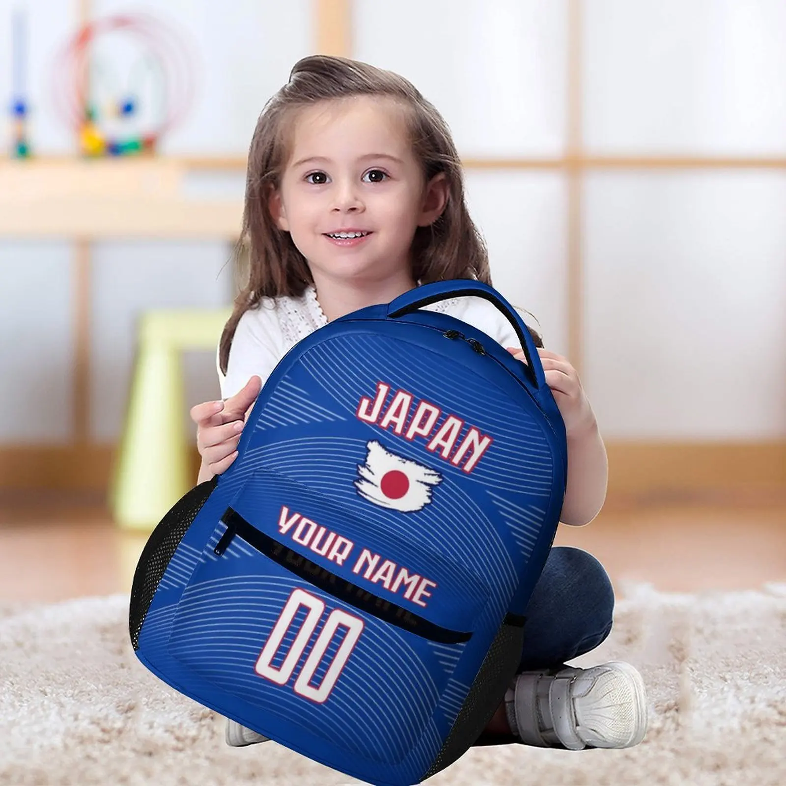 Custom Japan Soccer Backpack Personalized Name Number Kids School Bag Football Fan Bookbag Back to School Gift