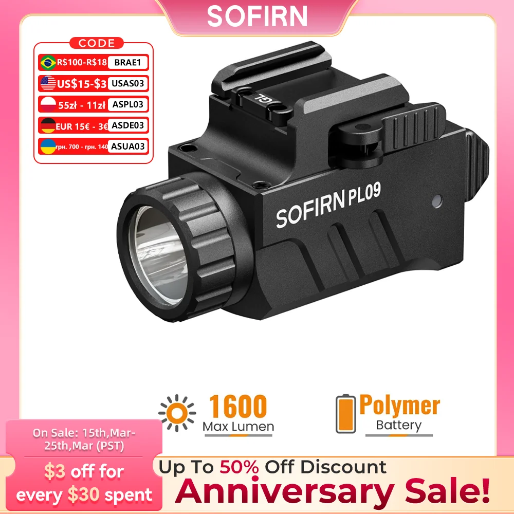 

SOFIRN PL09 Tactical Flashlight SST40 Led light 1600lm Rechargeable Light weight High Lumen with Strobe Mode