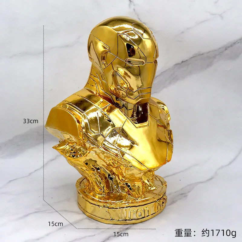 

Avengers Iron Man Black Panther Bust Resin Statuemodel Living Room Ornament Collection Anime Peripheral Xams Festival Gift Toy