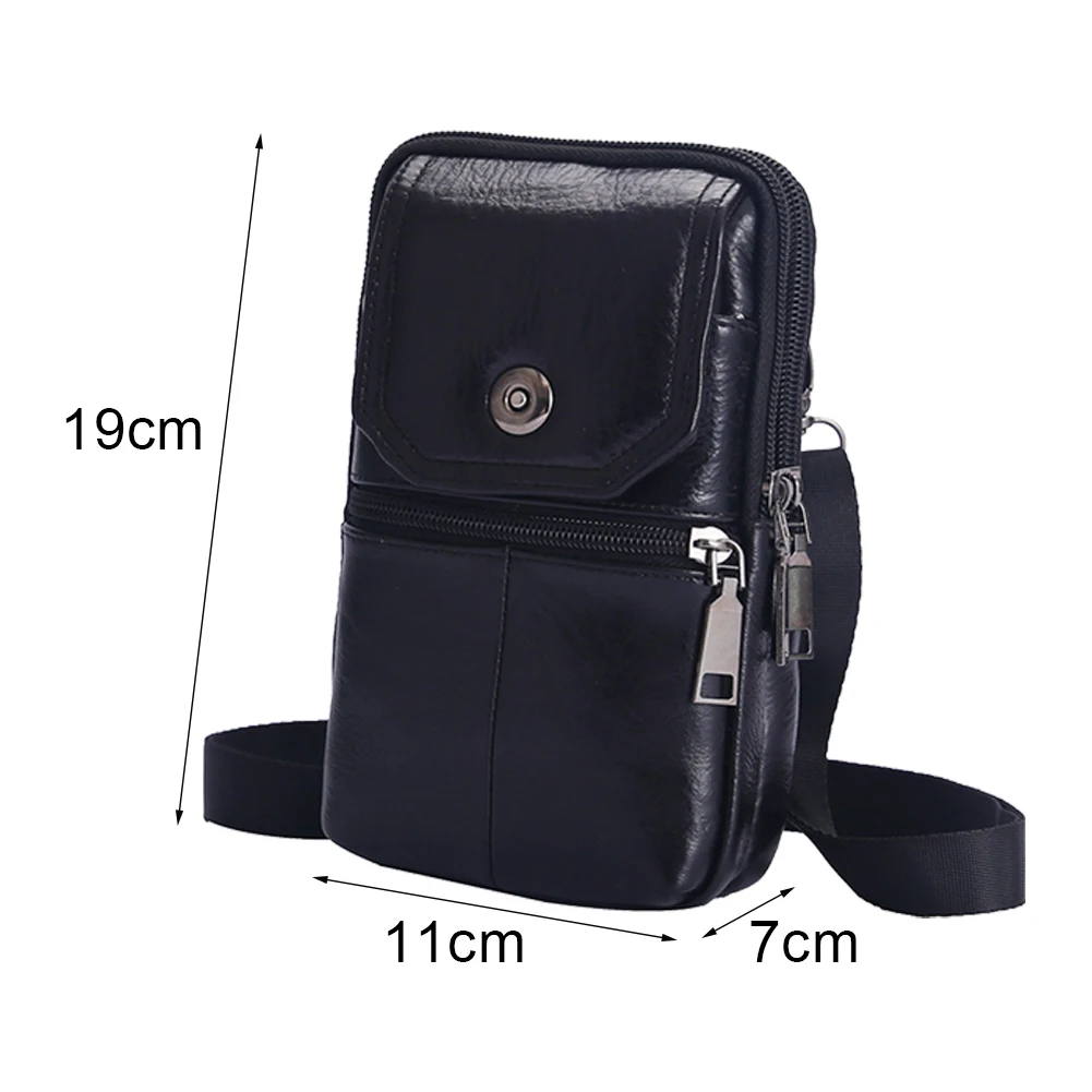 Magnetic Button Men Phone Shoulder Bags Solid Color 7.5inch Pouch Wallet Small Wallets Built in Card Pockets for Travel Shopping